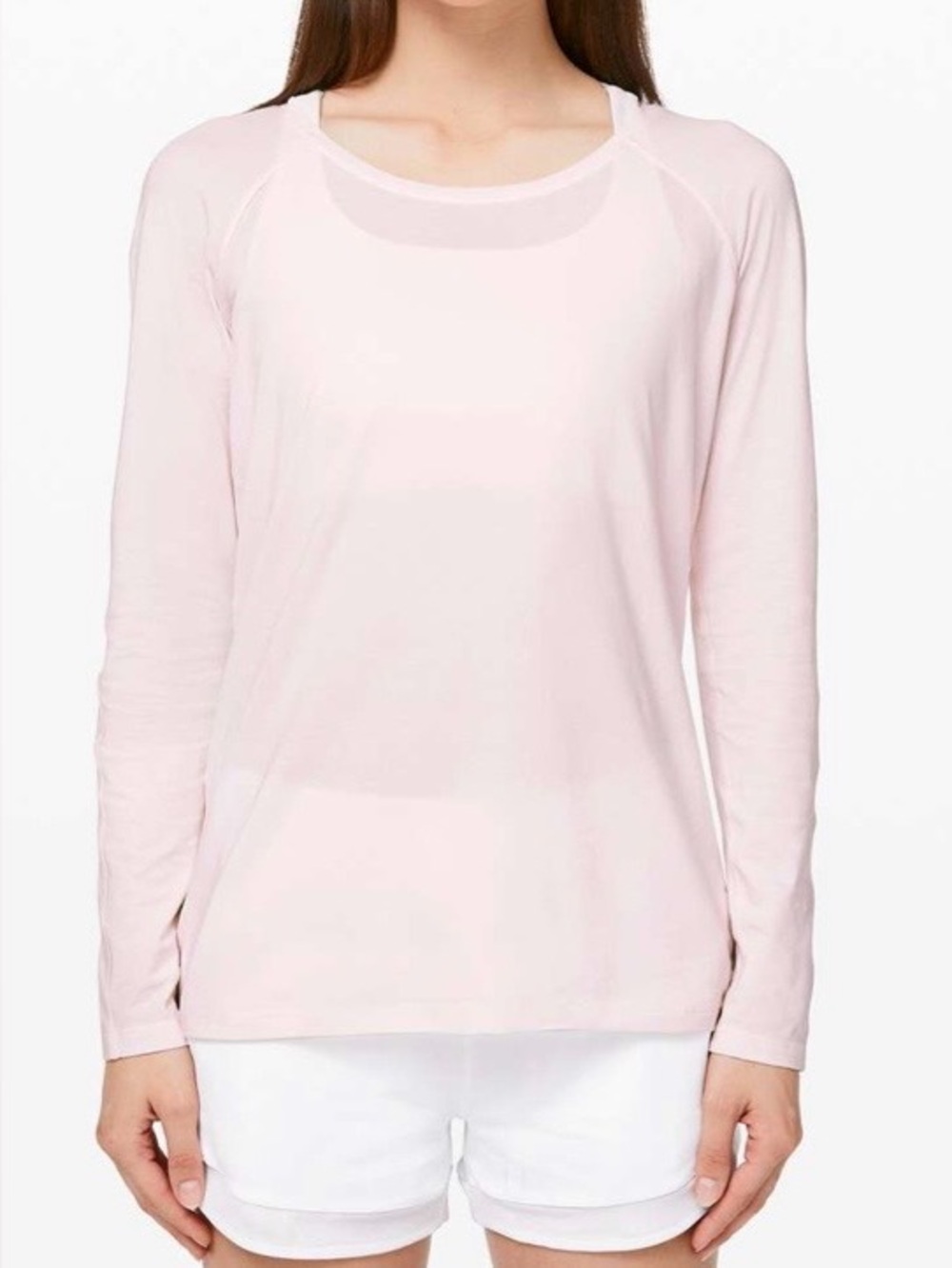 Lululemon Emerald Long Sleeve Shirt Pink Glow Scoop Neck Lightweight Size 4